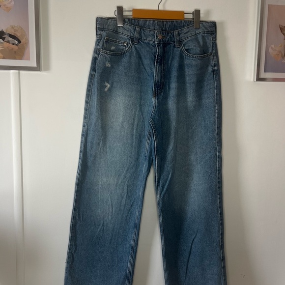& Denim Denim - Women's Blue Wide-Leg Jeans - Casual Flare Style